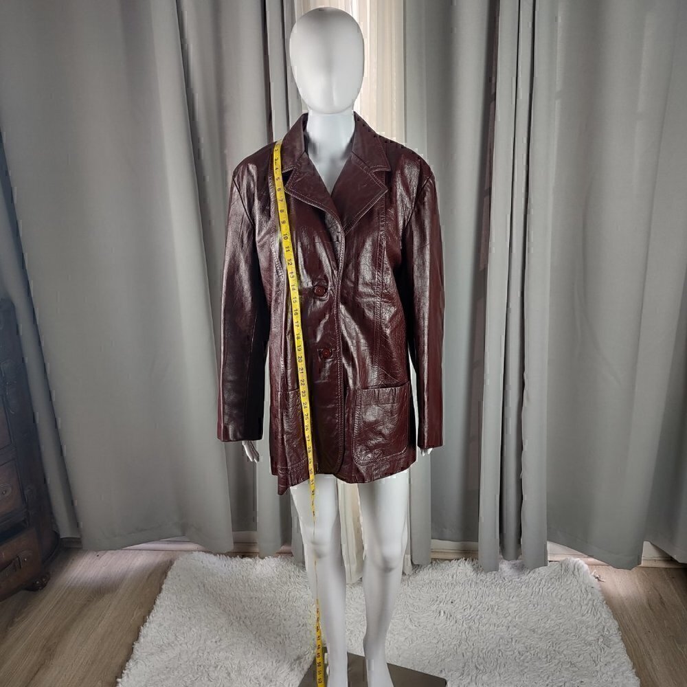 General Leather Women's Two Button Chocolate Leather Coat Jacket Size 24.5 - Picture 3 of 13